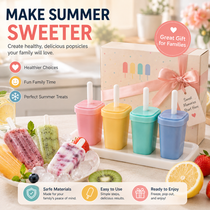 🍓 Homemade Popsicle Mold Set – Easy DIY Frozen Treat Maker