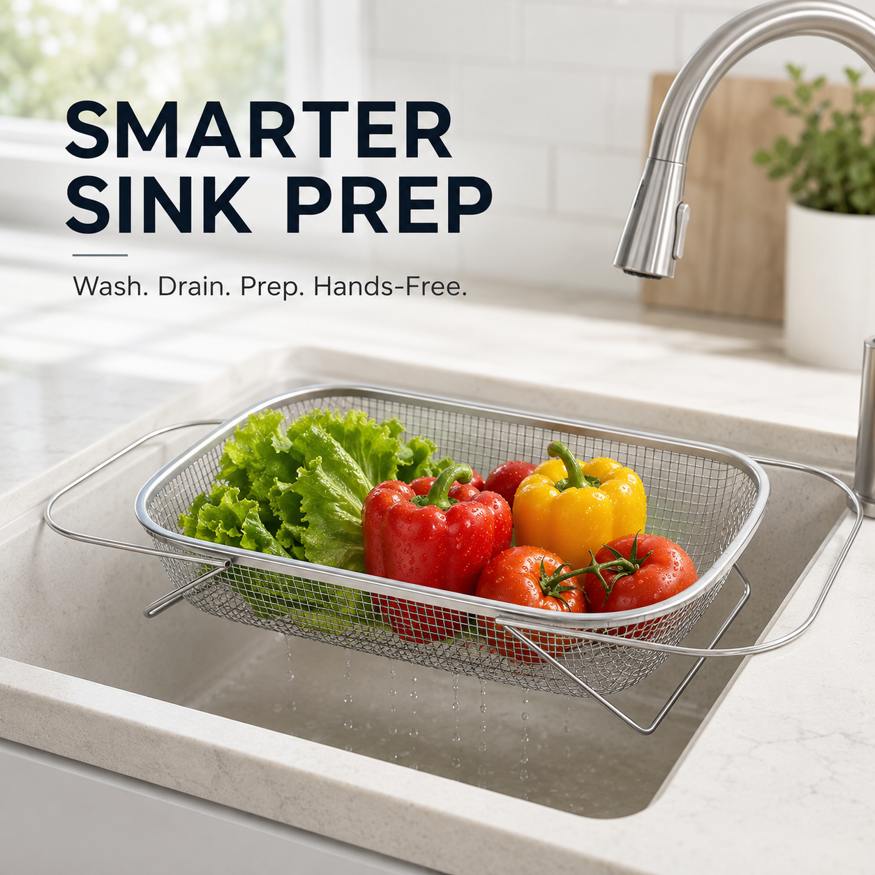 🥬 304 Food-Grade Stainless Steel Expandable Sink Colander