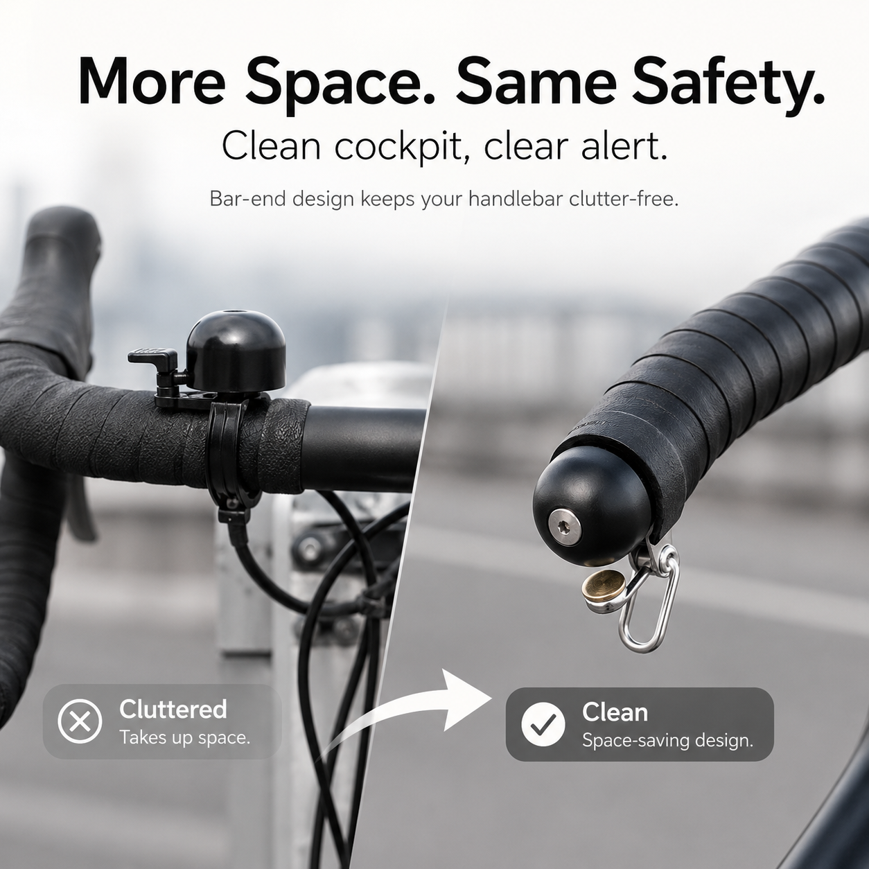 🔔 80dB Bar-End Bike Bell – Space-Saving Handlebar End Bell