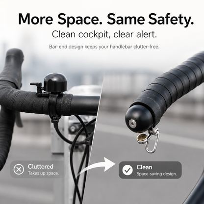 🔔 80dB Bar-End Bike Bell – Space-Saving Handlebar End Bell