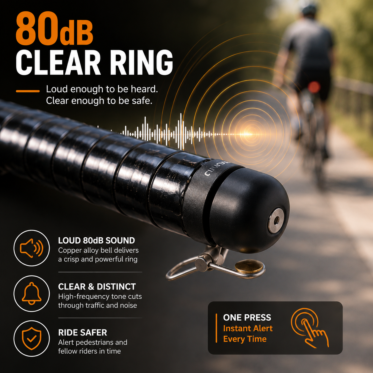 🔔 80dB Bar-End Bike Bell – Space-Saving Handlebar End Bell