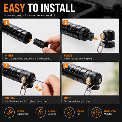 🔔 80dB Bar-End Bike Bell – Space-Saving Handlebar End Bell