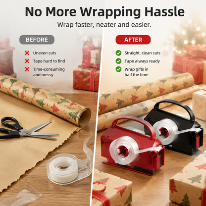 🎁 2-in-1 Wrapping Paper Cutter & Tape Dispenser – Faster Gift Wrapping Tool