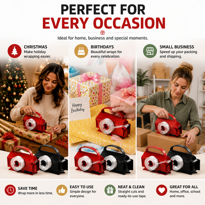 🎁 2-in-1 Wrapping Paper Cutter & Tape Dispenser – Faster Gift Wrapping Tool