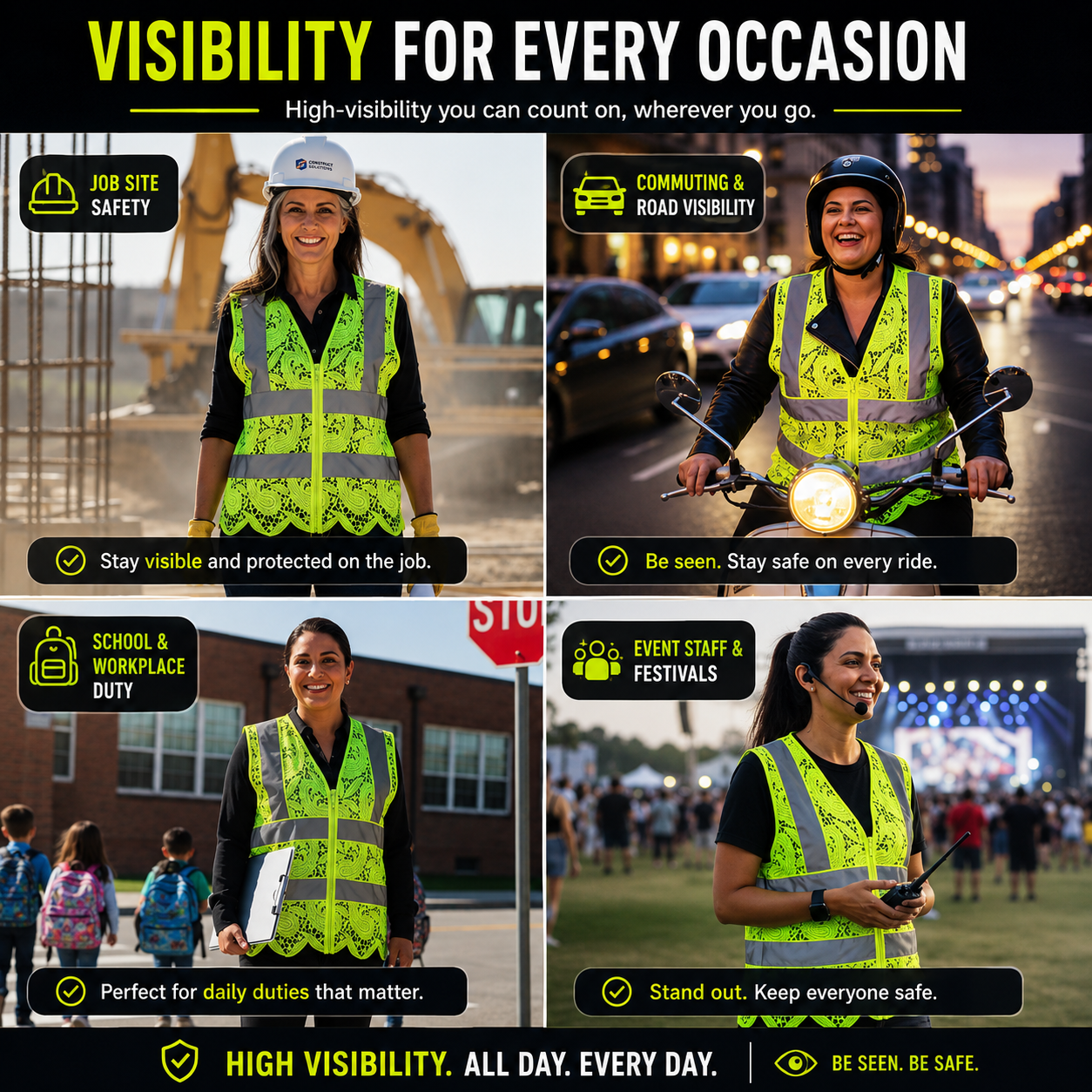 💚 Lace Safety Vest | Stylish Hi-Vis Workwear