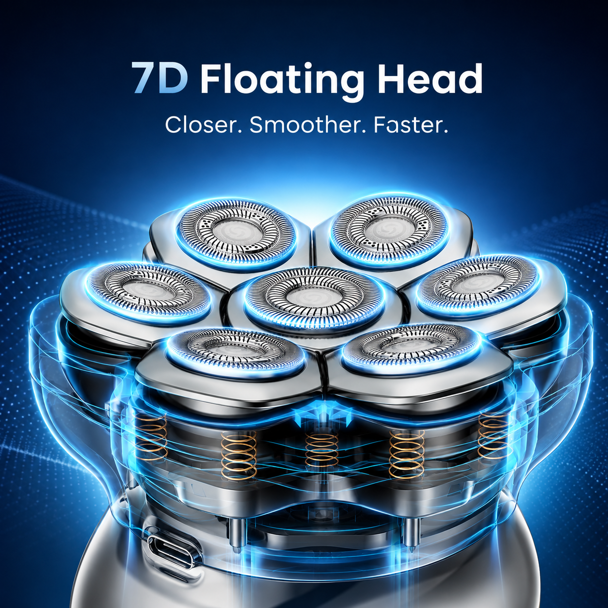 🪒 7D Electric Head Shaver for Men | Wet & Dry Rotary Razor