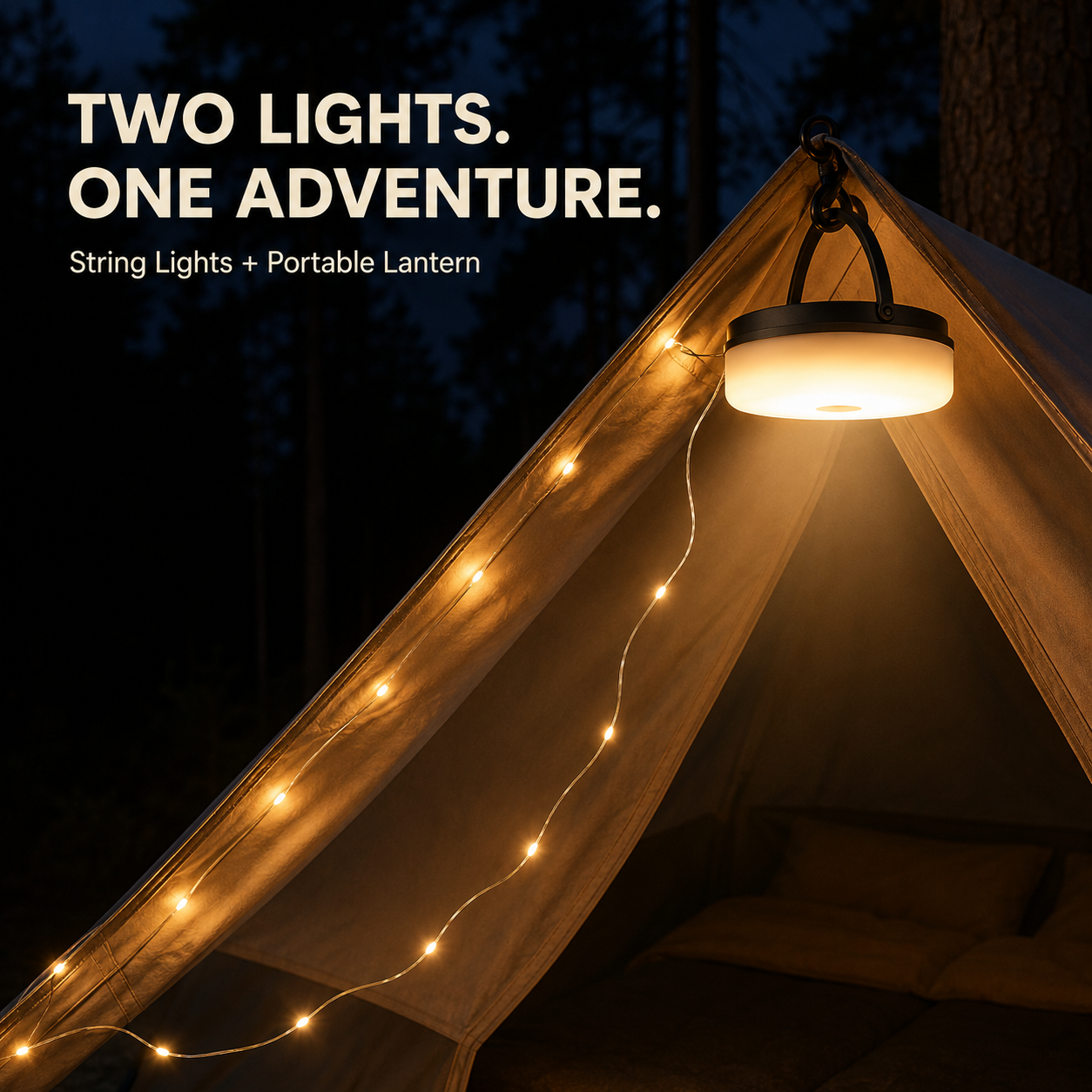 🏕️ Retractable Camping String Lights with Portable Lantern – Pull, Hang & Reel Away