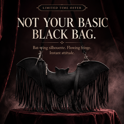 🦇 Bat Wing Fringe Shoulder Bag | Gothic Statement Purse🎃