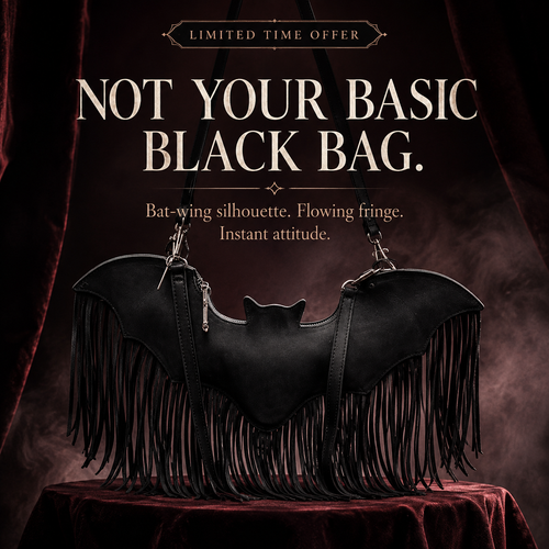 🦇 Bat Wing Fringe Shoulder Bag | Gothic Statement Purse🎃