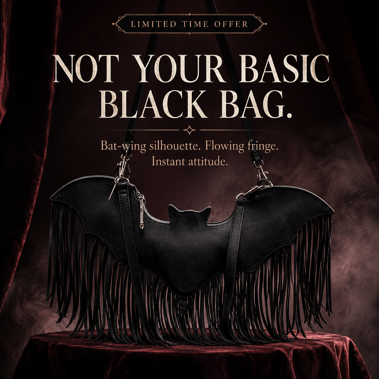 🦇 Bat Wing Fringe Shoulder Bag