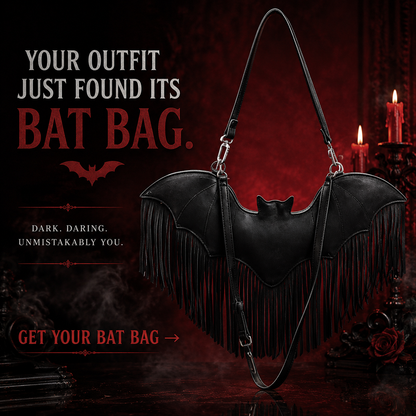 🦇 Bat Wing Fringe Shoulder Bag | Gothic Statement Purse🎃