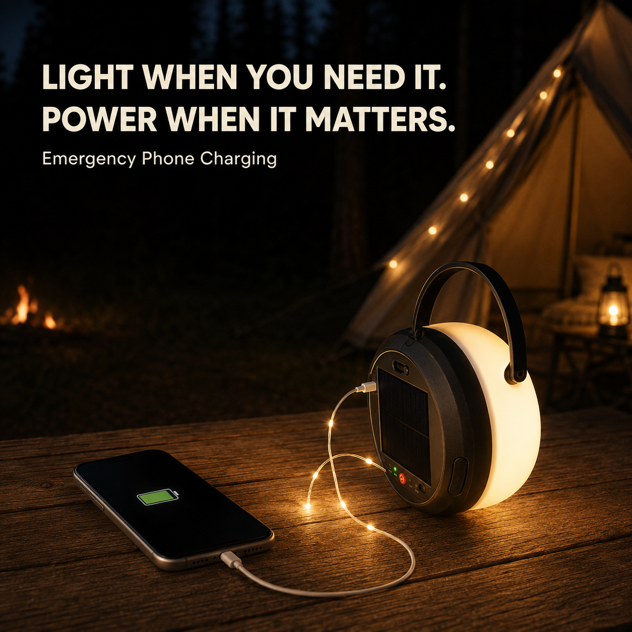 🏕️ Retractable Camping String Lights with Portable Lantern – Pull, Hang & Reel Away