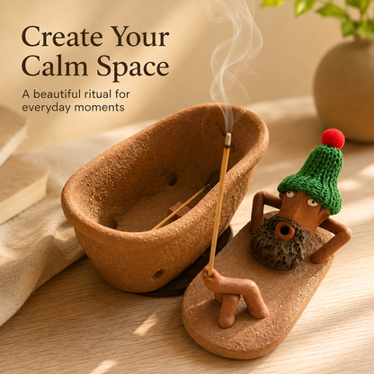 🌿 Terracotta Palo Santo Holder – Handmade Incense Burner For Calm Home Rituals