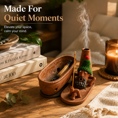 🌿 Terracotta Palo Santo Holder – Handmade Incense Burner For Calm Home Rituals