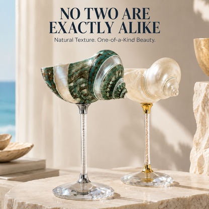 🌊 Handcrafted Conch Shell Display Goblet – Coastal Art Décor