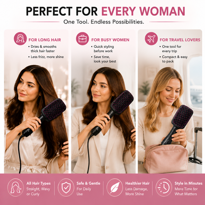 ✨ 2-in-1 Hot Air Brush Hair Dryer for Smooth Salon Style Hair