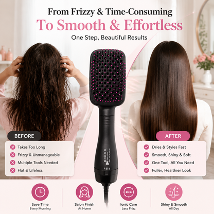 ✨ 2-in-1 Hot Air Brush Hair Dryer for Smooth Salon Style Hair