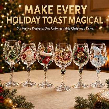 🎄 3D Christmas Collectible Stemmed Glass – 6 Festive Designs