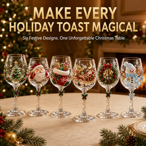 🎄 3D Christmas Collectible Stemmed Glass – 6 Festive Designs