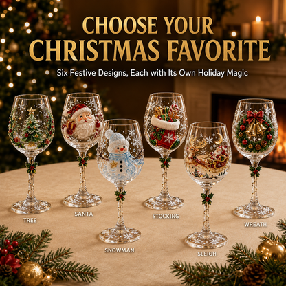 🎄 3D Christmas Collectible Stemmed Glass – 6 Festive Designs
