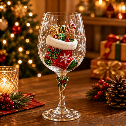 🎄 3D Christmas Collectible Stemmed Glass – 6 Festive Designs