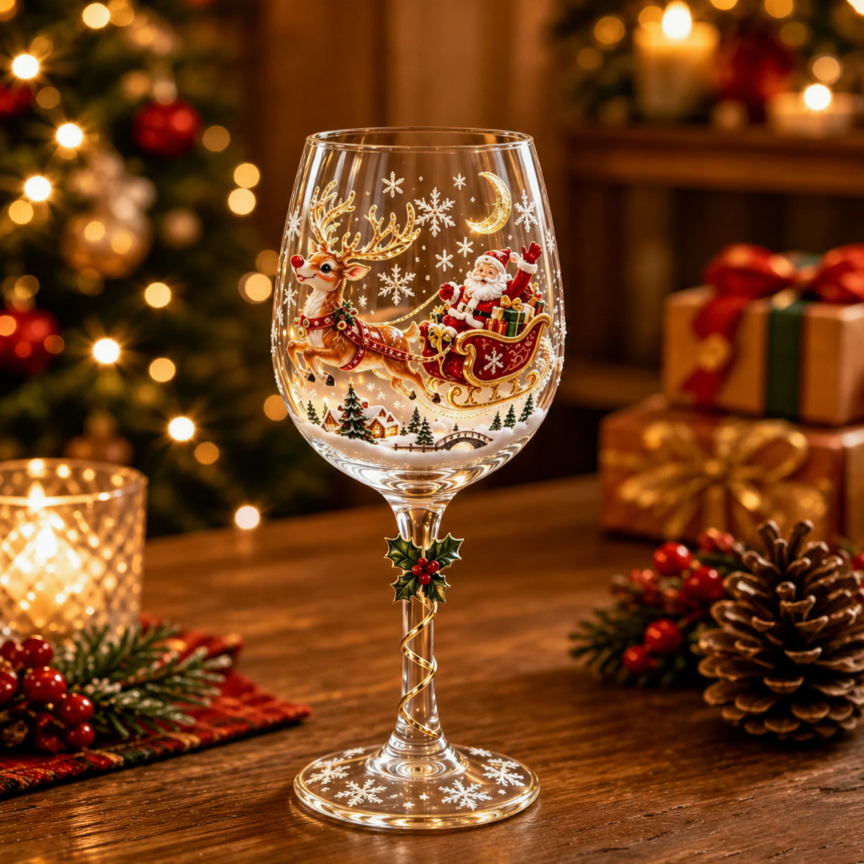 🎄 3D Christmas Collectible Stemmed Glass – 6 Festive Designs