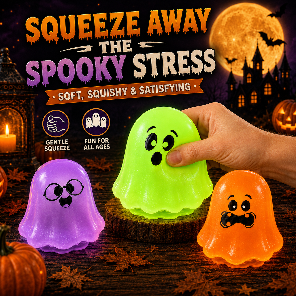 👻 Glow Ghost Squishy Toy | Halloween Light-Up Stress Relief Toy🎃