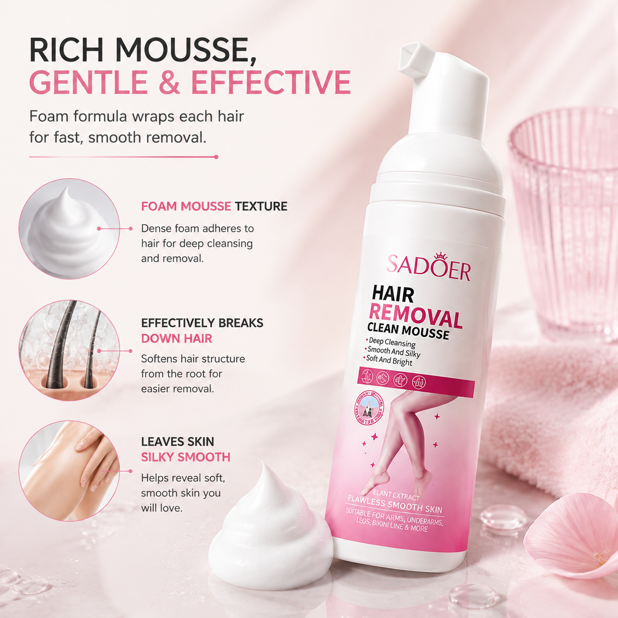 ✨ Smooth Skin Hair Removal Mousse – Gentle Foam Beauty Care At Home