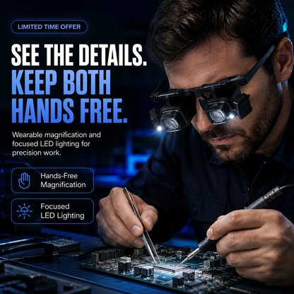 🔍 Hands-Free LED Magnifying Glasses for Precision Work