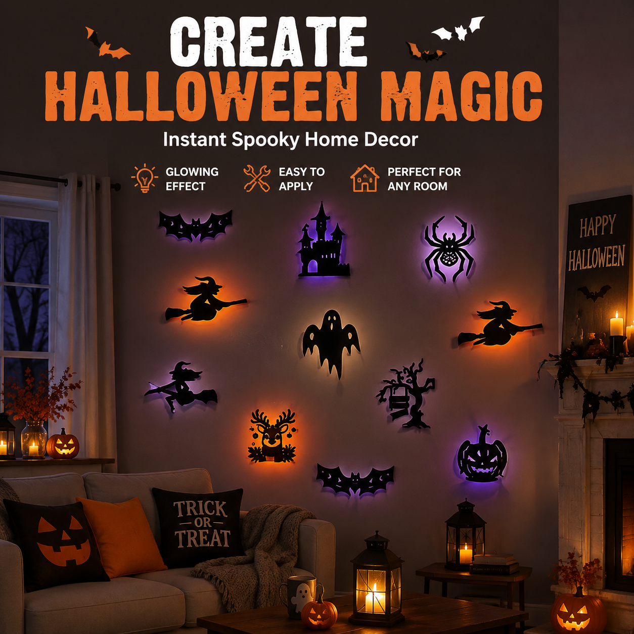 🎃 Halloween LED Wall Stickers | Glow In The Dark Spooky Home Decoration