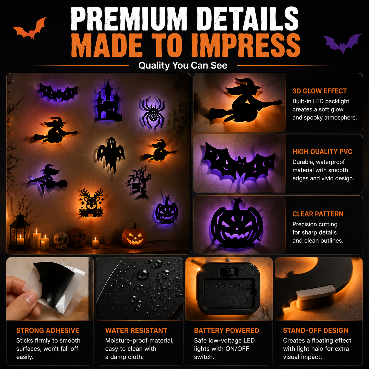 🎃 Halloween LED Wall Stickers | Glow In The Dark Spooky Home Decoration