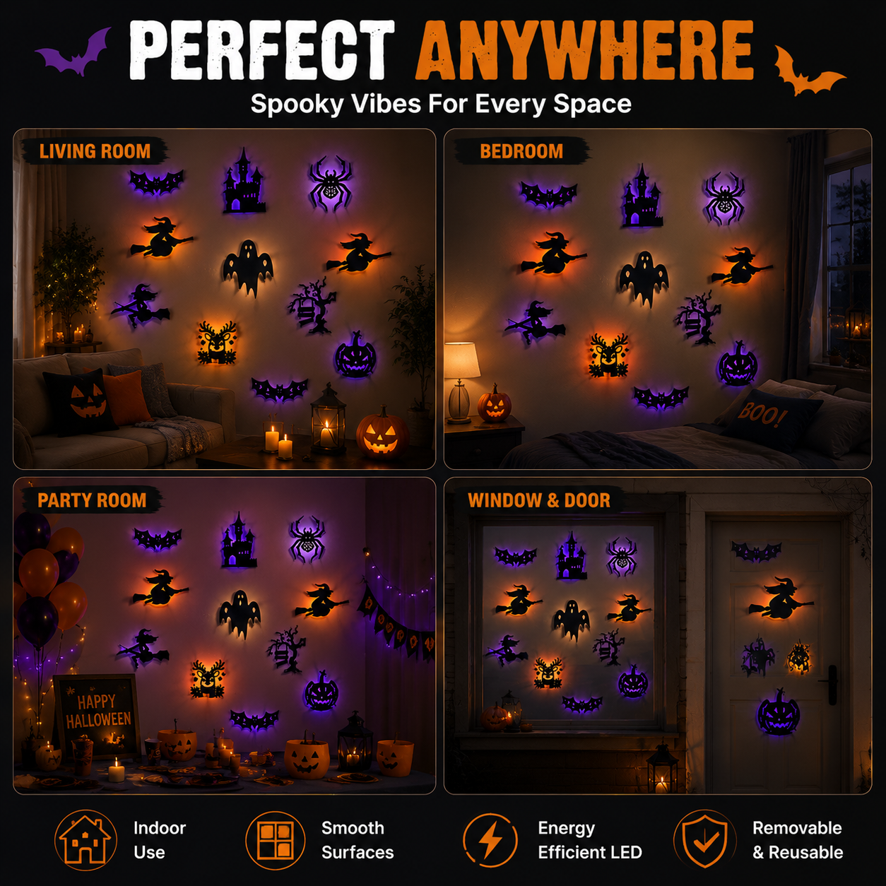 🎃 Halloween LED Wall Stickers | Glow In The Dark Spooky Home Decoration