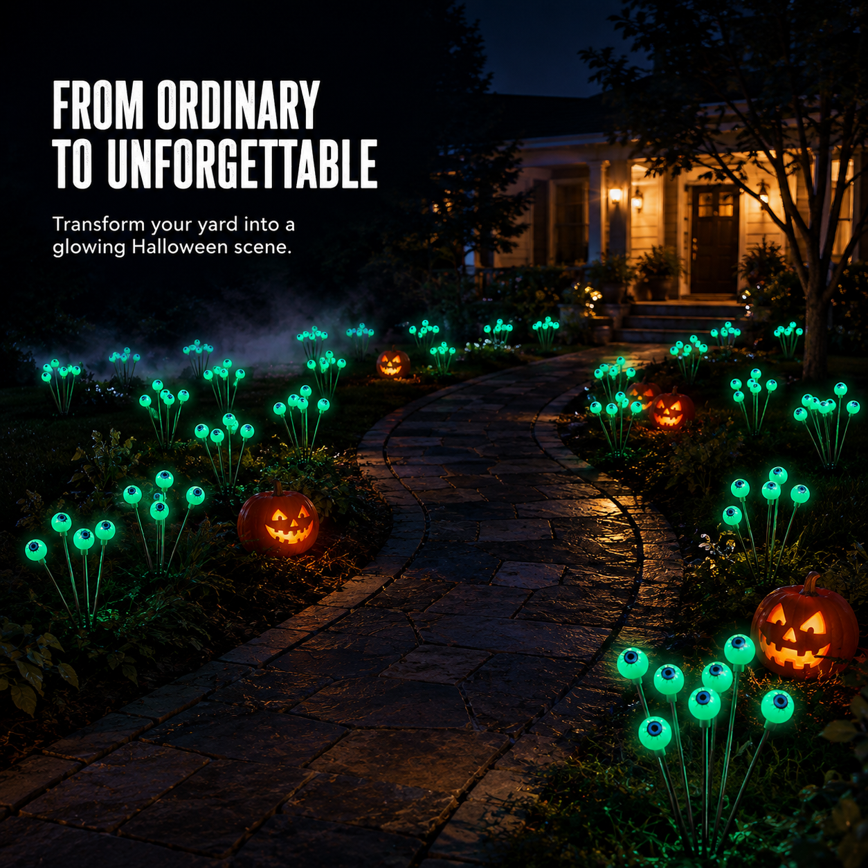 👁️ Solar Halloween Yard Lights — Glowing Eyeballs, Skulls & Ghosts