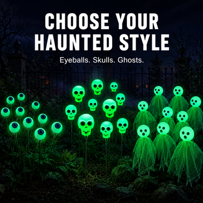 👁️ Solar Halloween Yard Lights — Glowing Eyeballs, Skulls & Ghosts