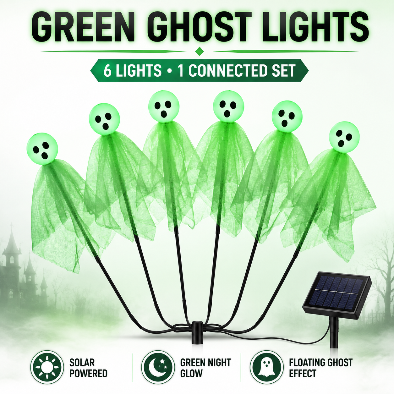👁️ Solar Halloween Yard Lights — Glowing Eyeballs, Skulls & Ghosts