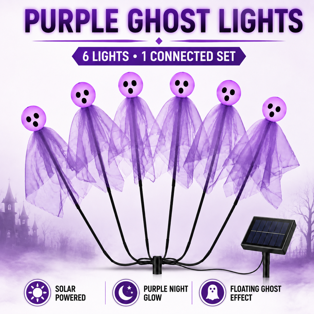 👁️ Solar Halloween Yard Lights — Glowing Eyeballs, Skulls & Ghosts