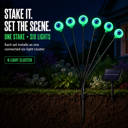 👁️ Solar Halloween Yard Lights — Glowing Eyeballs, Skulls & Ghosts