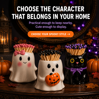 🎃 Spooky Character Matchstick Holders — Cute Halloween Candle Decor