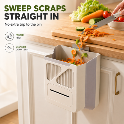 🥕 Hanging Kitchen Trash Bin – Cleaner Countertop Scrap Bin