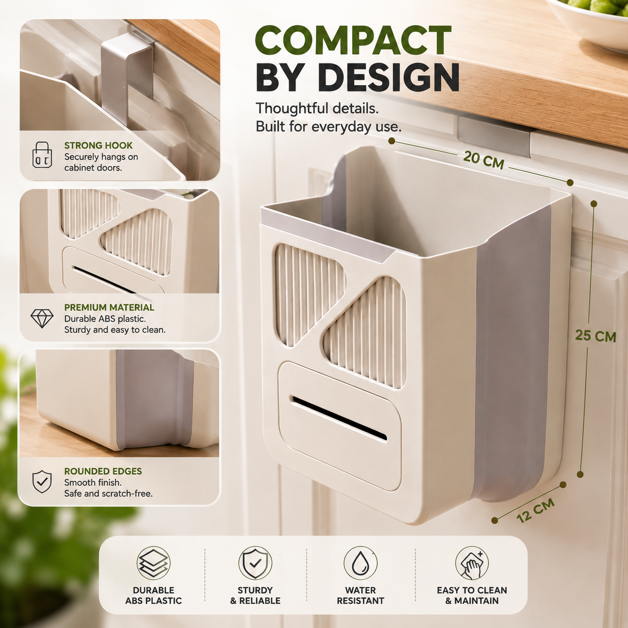 🥕 Hanging Kitchen Trash Bin – Cleaner Countertop Scrap Bin