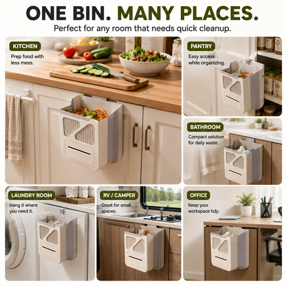 🥕 Hanging Kitchen Trash Bin – Cleaner Countertop Scrap Bin