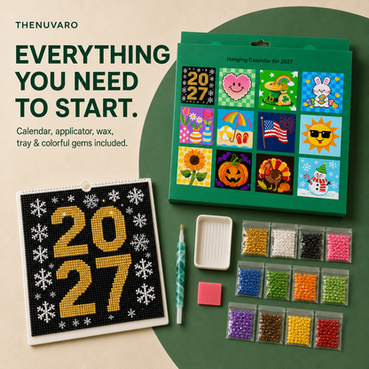 ✨ 2027 Diamond Painting Hanging Calendar Kit – 12 Monthly Designs