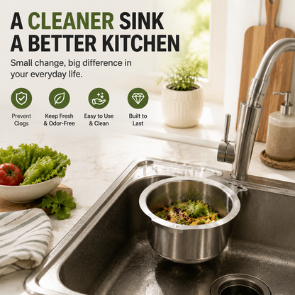 🗑️ Stop Food Scraps In Your Drain | Stainless Steel Sink Strainer Basket