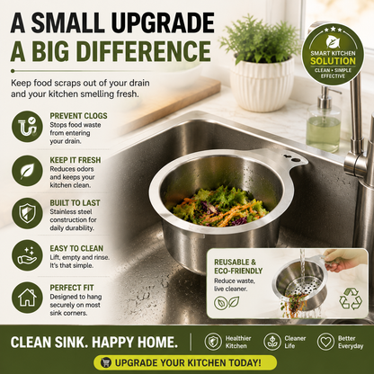 🗑️ Stop Food Scraps In Your Drain | Stainless Steel Sink Strainer Basket