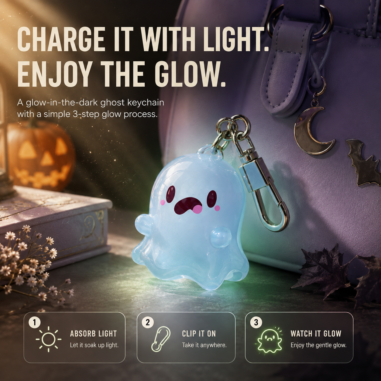 👻5pcs Glow-in-the-Dark Ghost Keychain | Cute Halloween Gift