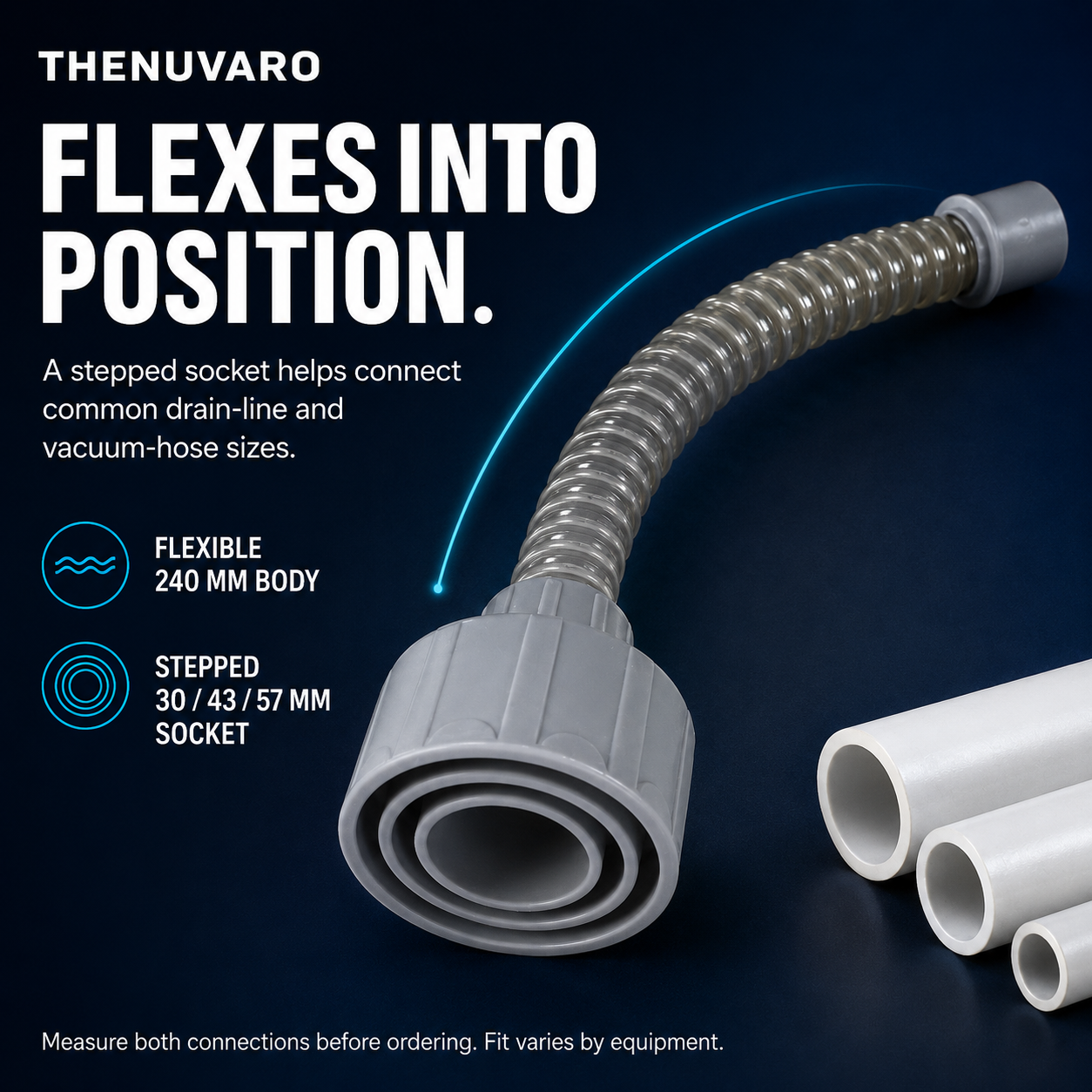 💧 AC Drain Line Cleaning Adapter – Flexible Wet/Dry Vacuum Connector for Condensate Pipe Maintenance