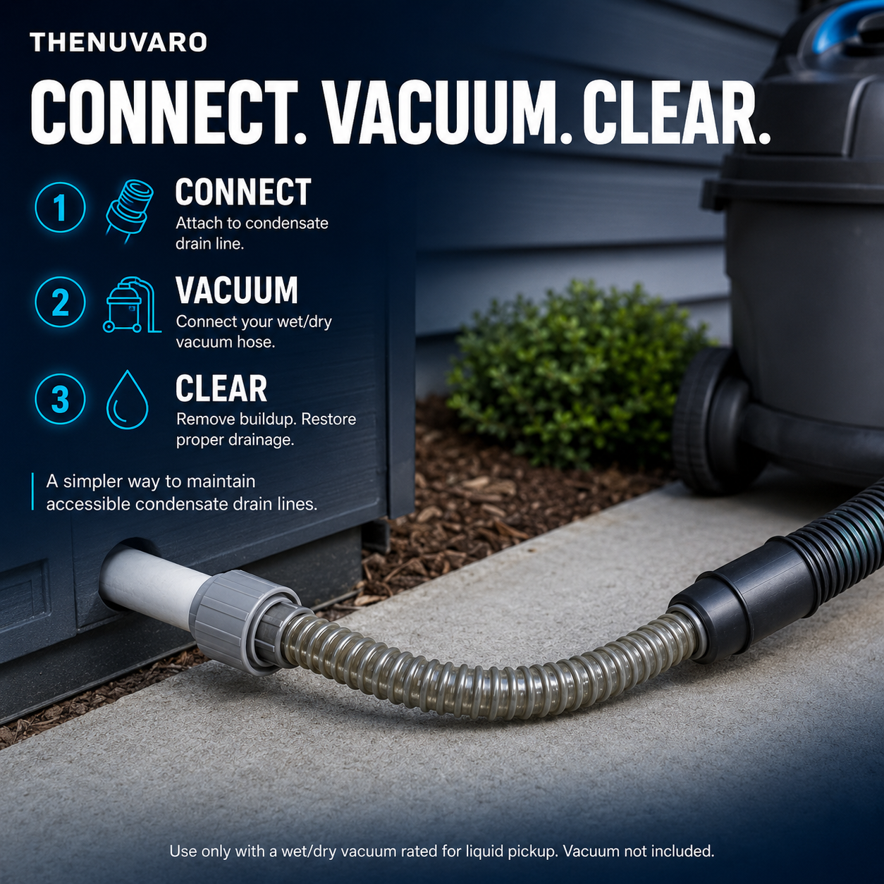 💧 AC Drain Line Cleaning Adapter – Flexible Wet/Dry Vacuum Connector for Condensate Pipe Maintenance