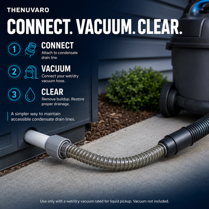 💧 AC Drain Line Cleaning Adapter – Flexible Wet/Dry Vacuum Connector for Condensate Pipe Maintenance