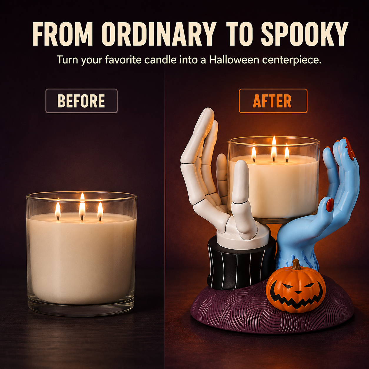 🎃 Spooky Hands Candle Holder – Cute & Creepy Halloween Tabletop Décor