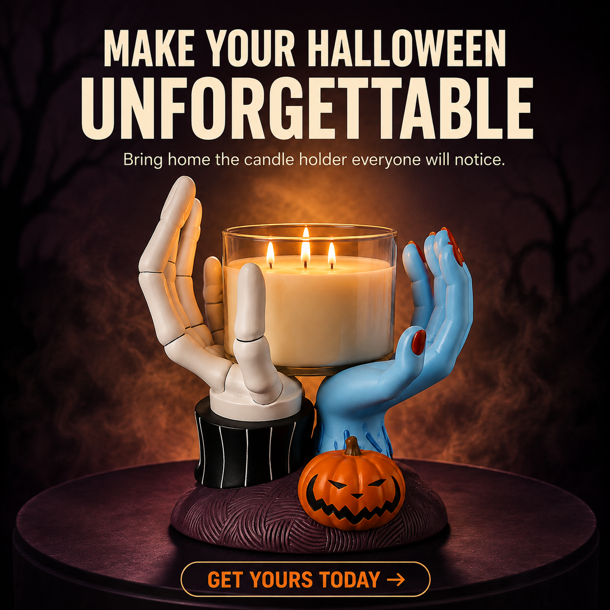 🎃 Spooky Hands Candle Holder – Cute & Creepy Halloween Tabletop Décor